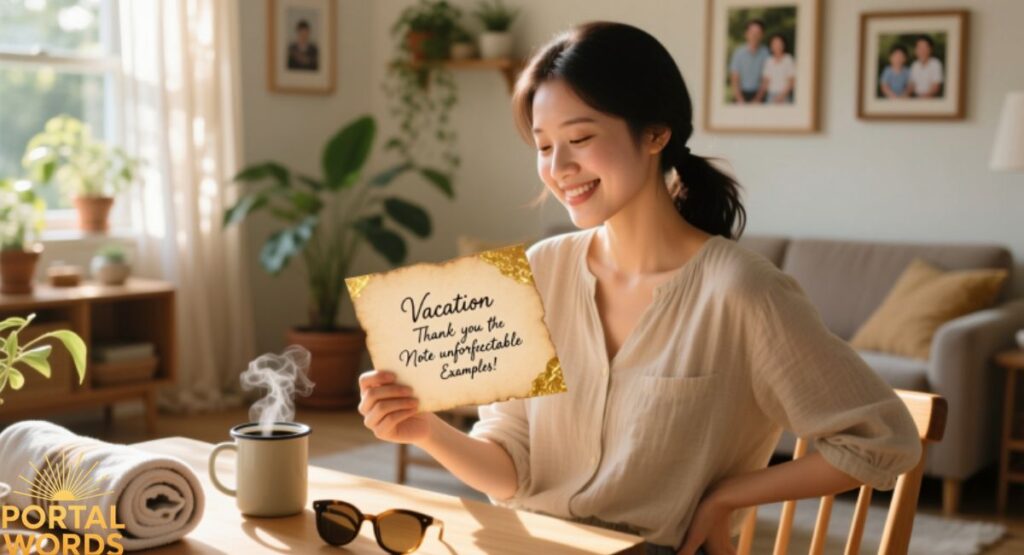 Vacation Thank You Note Message Examples